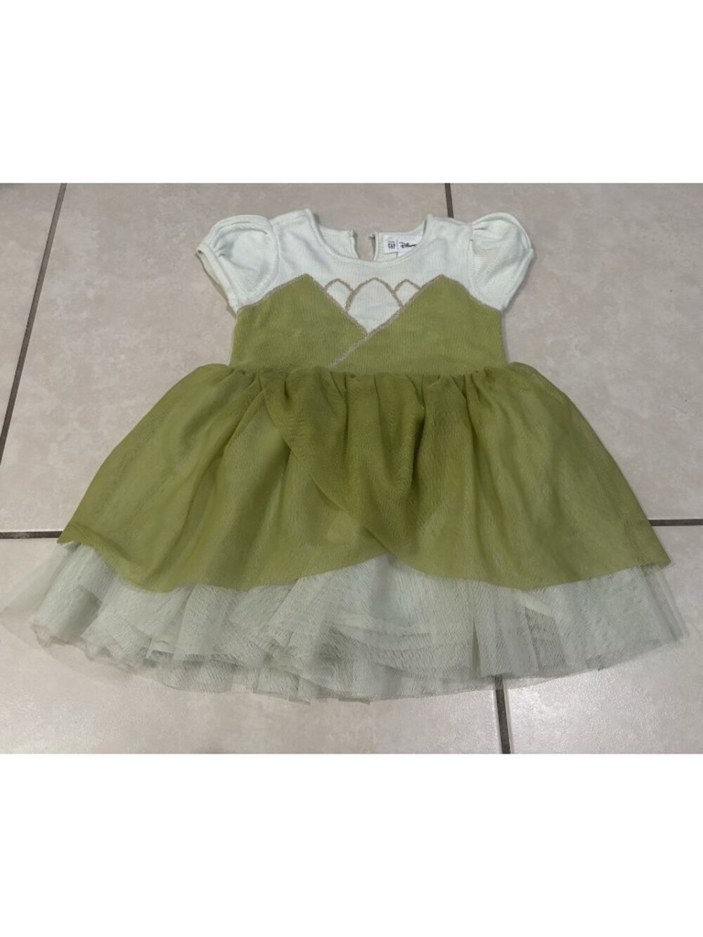 Gap x Disney Princess & The Frog Tiana Sweater Dress Green Toddler Size 3